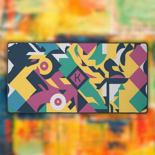 Colorful Modern Abstract Shapes Desk Mat
