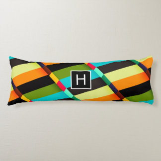 Colorful Modern Abstract Stripes & Monogram Body Pillow