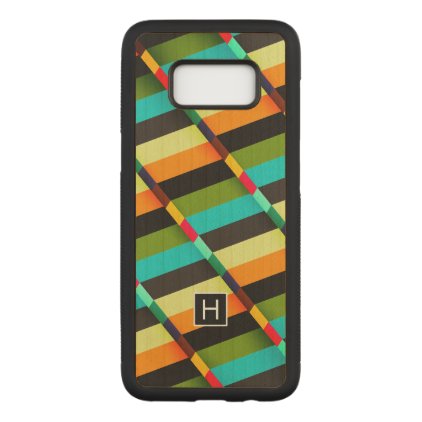 Colorful Modern Abstract Stripes &amp; Monogram Carved Samsung Galaxy S8 Case
