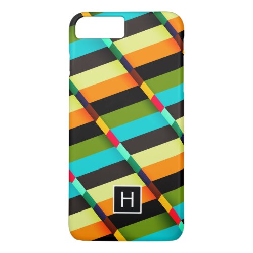 Colorful Modern Abstract Stripes  Monogram iPhone 8 Plus7 Plus Case