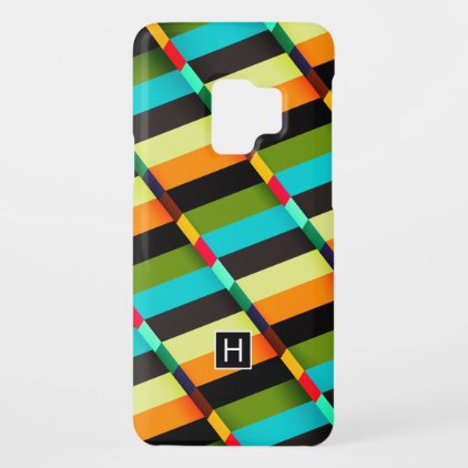 Colorful Modern Abstract Stripes &amp; Monogram Case-Mate Samsung Galaxy S9 Case
