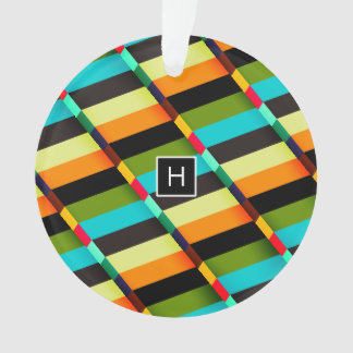 Colorful Modern Abstract Stripes & Monogram Ornament