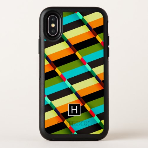 Colorful Modern Abstract Stripes  Monogram OtterBox Symmetry iPhone X Case