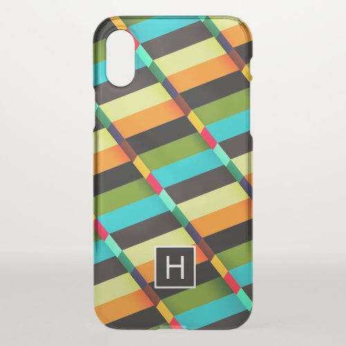 Colorful Modern Abstract Stripes  Monogram iPhone X Case