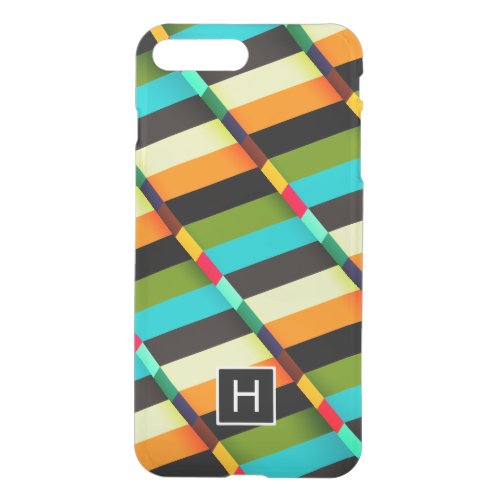 Colorful Modern Abstract Stripes  Monogram iPhone 8 Plus7 Plus Case