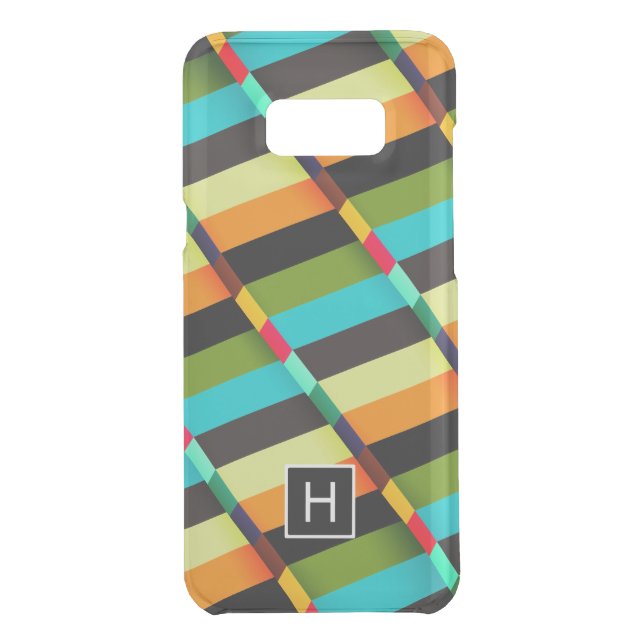 Colorful Modern Abstract Stripes & Monogram Uncommon Samsung Galaxy Case (Back)