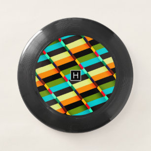 Colorful Modern Abstract Stripes & Monogram Wham-O Frisbee