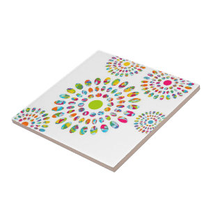 Colorful modern abstract sunflowers tile