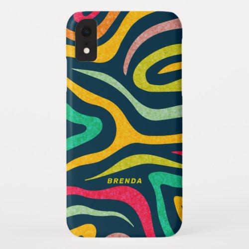 Colorful modern abstract zebra pattern iPhone XR case