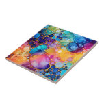 Colorful modern alcohol ink watercolors background ceramic tile<br><div class="desc">Colorful modern hand-drawn alcohol ink abstract watercolors illustration with a custom monogram. Beautiful color combination.</div>