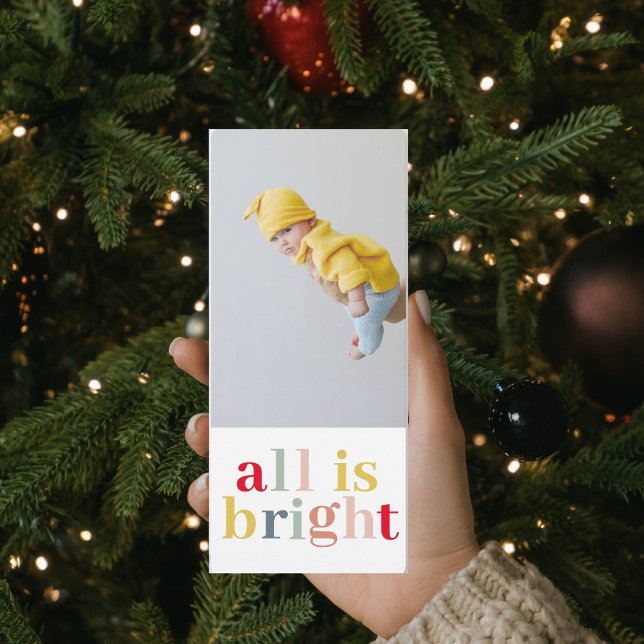 Colorful Modern All Is Bright Christmas Photo (Creator Uploaded)