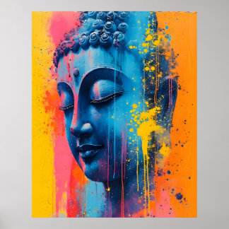 Colorful Modern Art - Gautama Buddha Painting Poster