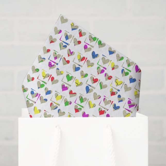 Colorful Modern Art Hearts Tissue Paper (Gift Bag)