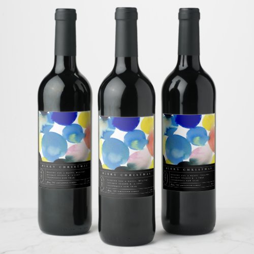 Colorful Modern Art Holiday Wine Label