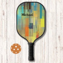 Colorful Modern Art Monogram Pickleball Paddle