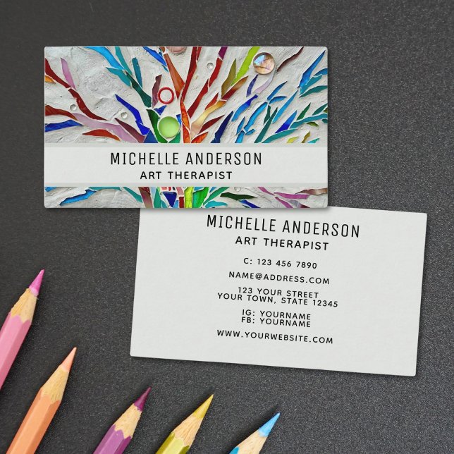 Colorful Modern Art Therapist Business Card (Creator Uploaded)