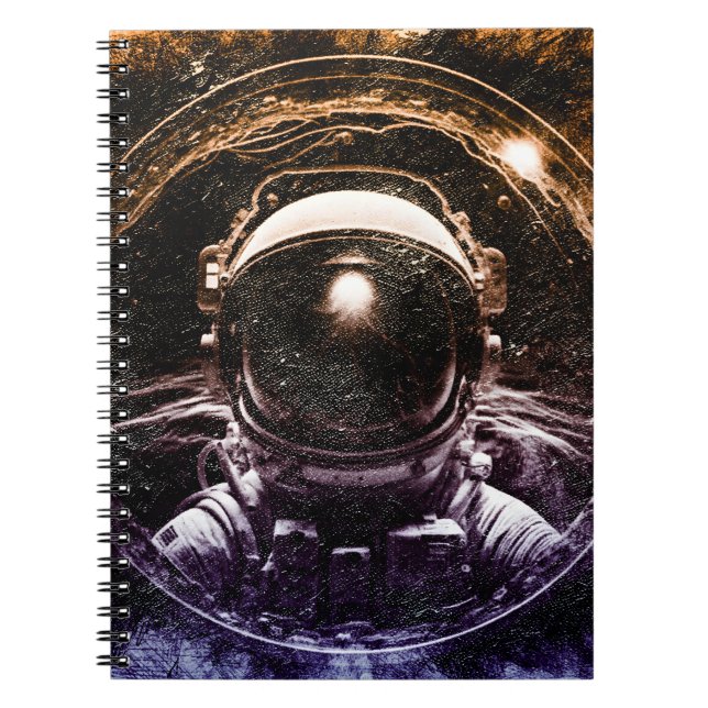 Colorful Modern Astronaut in Space Notebook (Front)