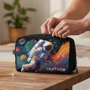 Colorful Modern Astronaut Space Personalized Name Dopp Kit
