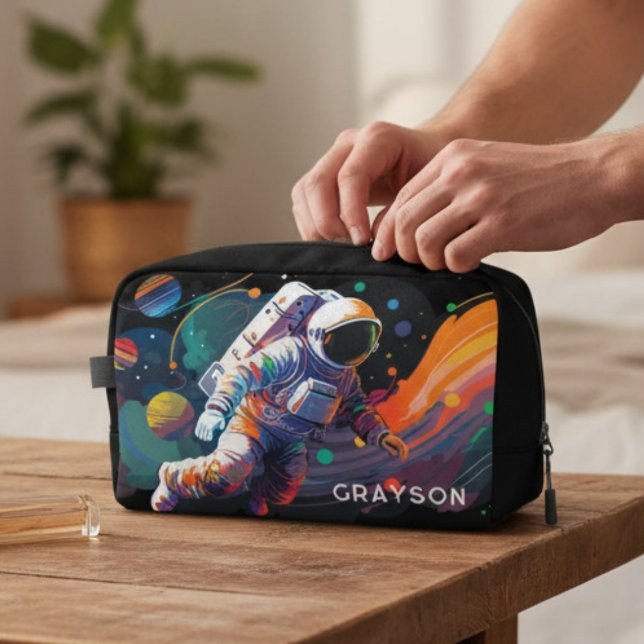 Colorful Modern Astronaut Space Personalized Name Dopp Kit (Creator Uploaded)