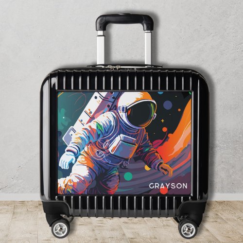Colorful Modern Astronaut Space Personalized Name Luggage