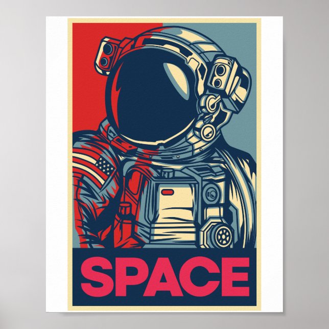 Colorful Modern Astronaut Space Poster (Front)