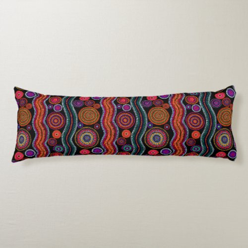 Colorful Modern Australian Dot Art Tribal Pattern Body Pillow