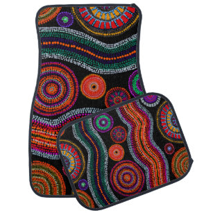 Colorful Modern Australian Dot Art Tribal Pattern Car Floor Mat
