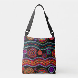 Colorful Modern Australian Dot Art Tribal Pattern Crossbody Bag