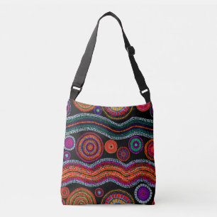 Colorful Modern Australian Dot Art Tribal Pattern Crossbody Bag