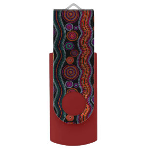 Colorful Modern Australian Dot Art Tribal Pattern Flash Drive
