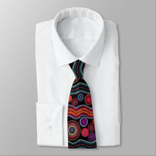 Colorful Modern Australian Dot Art Tribal Pattern Neck Tie