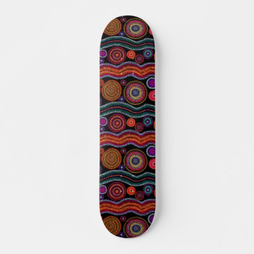 Colorful Modern Australian Dot Art Tribal Pattern Skateboard