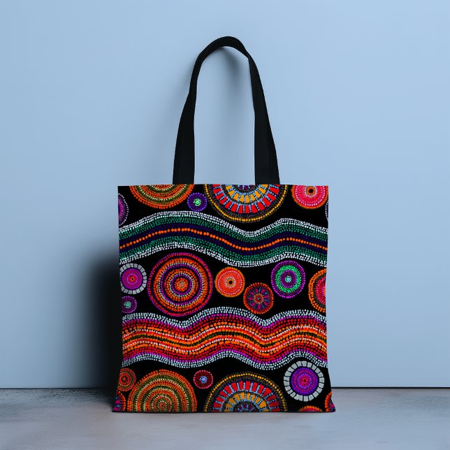 Colorful Modern Australian Dot Art Tribal Pattern Tote Bag (Creator Uploaded)