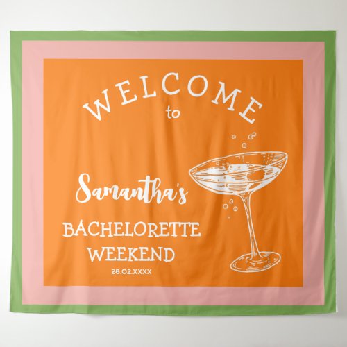 colorful Modern Bachelorette Party bold cocktail Tapestry