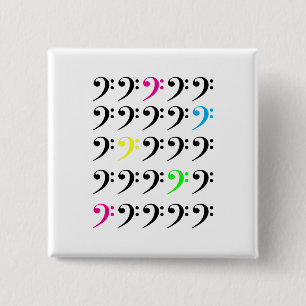 Colorful Modern Bass Clef Neon Music Art Button