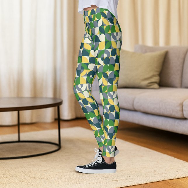 Colorful Modern Bauhaus Abstract Geometric Pattern Leggings (Creator Uploaded)
