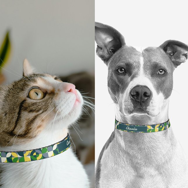 Colorful Modern Bauhaus Abstract Geometric Pattern Pet Collar (Creator Uploaded)