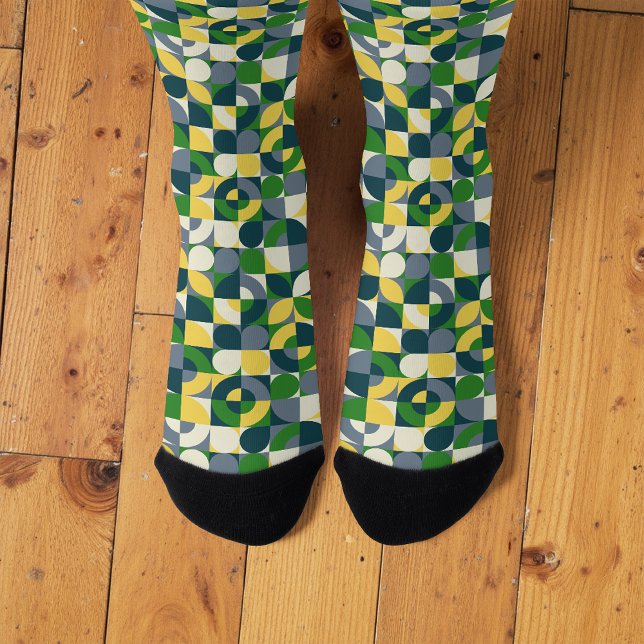 Colorful Modern Bauhaus Abstract Geometric Pattern Socks (Creator Uploaded)
