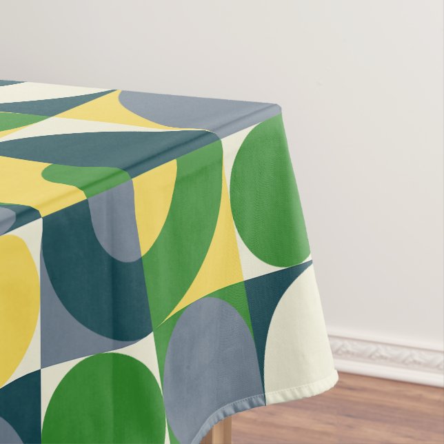 Colorful Modern Bauhaus Abstract Geometric Pattern Tablecloth (In Situ)