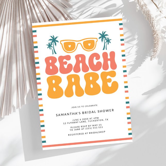 Colorful Modern Beach Babe Bridal Shower Invitation (Creator Uploaded)