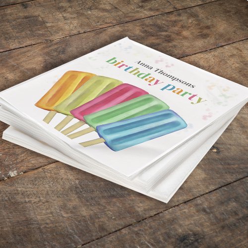 Colorful Modern Birthday Popsicles Cute Summer Napkins