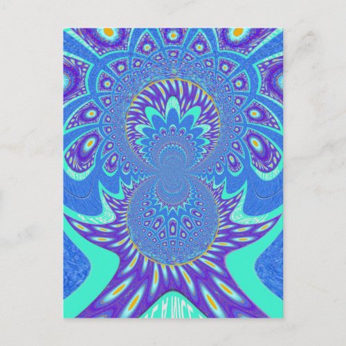 Colorful Modern Blue pattern art design Postcard