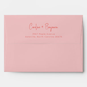 Colorful Modern Boho Pink Red Script Wedding Envelope