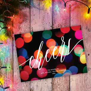 Colorful Modern Bokeh Cheers Non-Photo Holiday Card