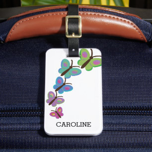 Colorful Modern Butterflies Luggage Tag