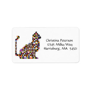 Colorful Modern Cat Quilt Pattern Address Labels
