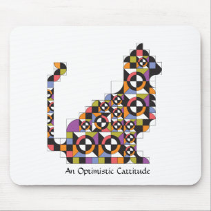 Colorful Modern Cat Quilt Pattern Mousepad