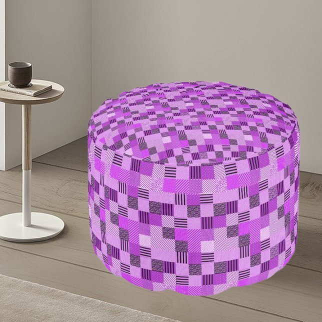Colorful Modern Checkered Mosaic Pouf (Creator Uploaded)
