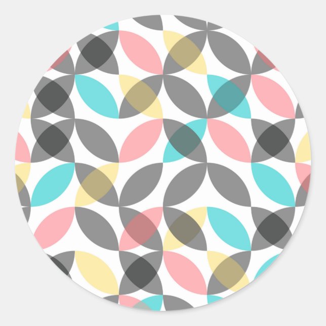 Colorful, modern, cheerful circular geometric classic round sticker (Front)