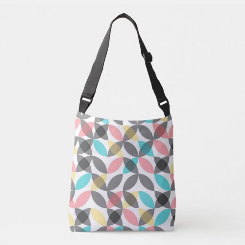 Colorful modern cheerful circular geometric crossbody bag